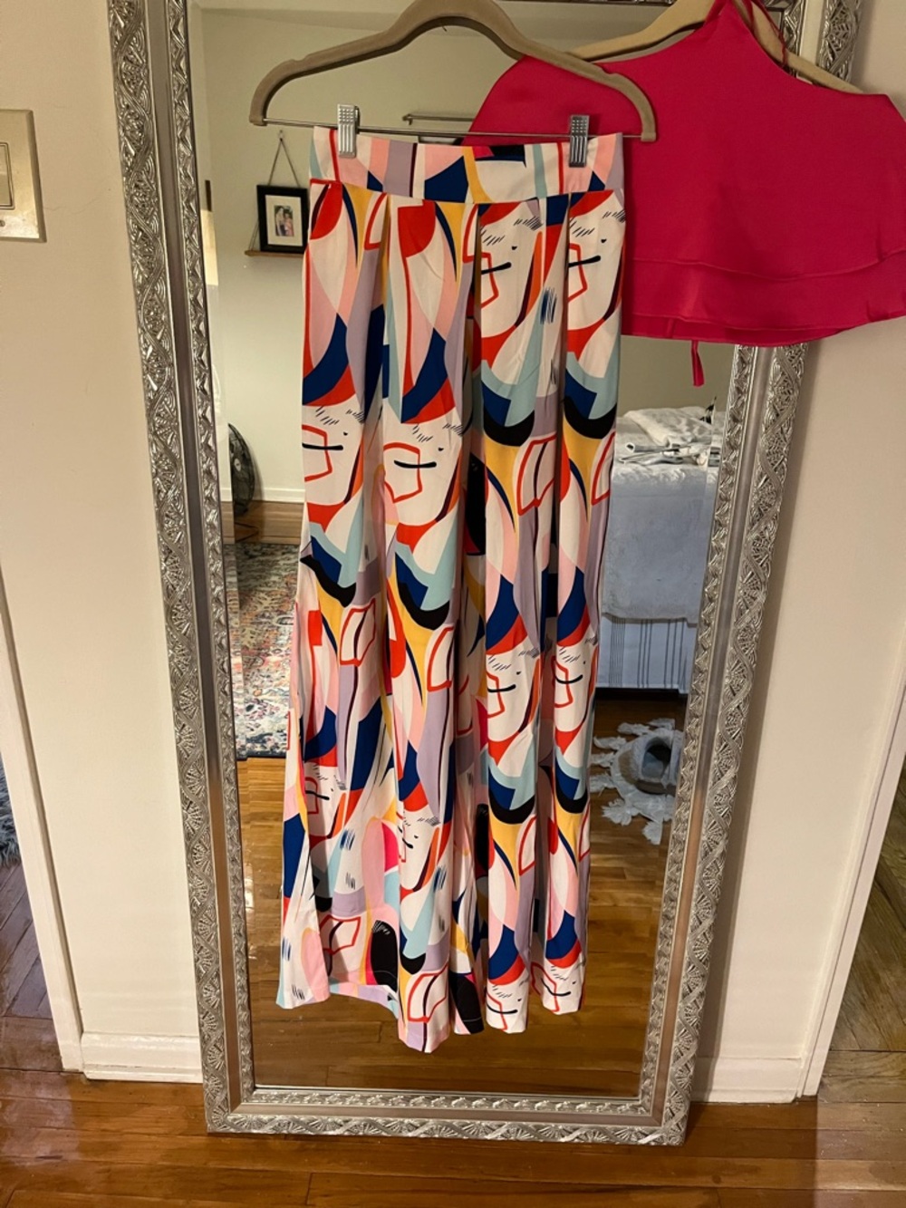 Colorful Abstract Print Wide-Leg Palazzo Pants and Halter Top